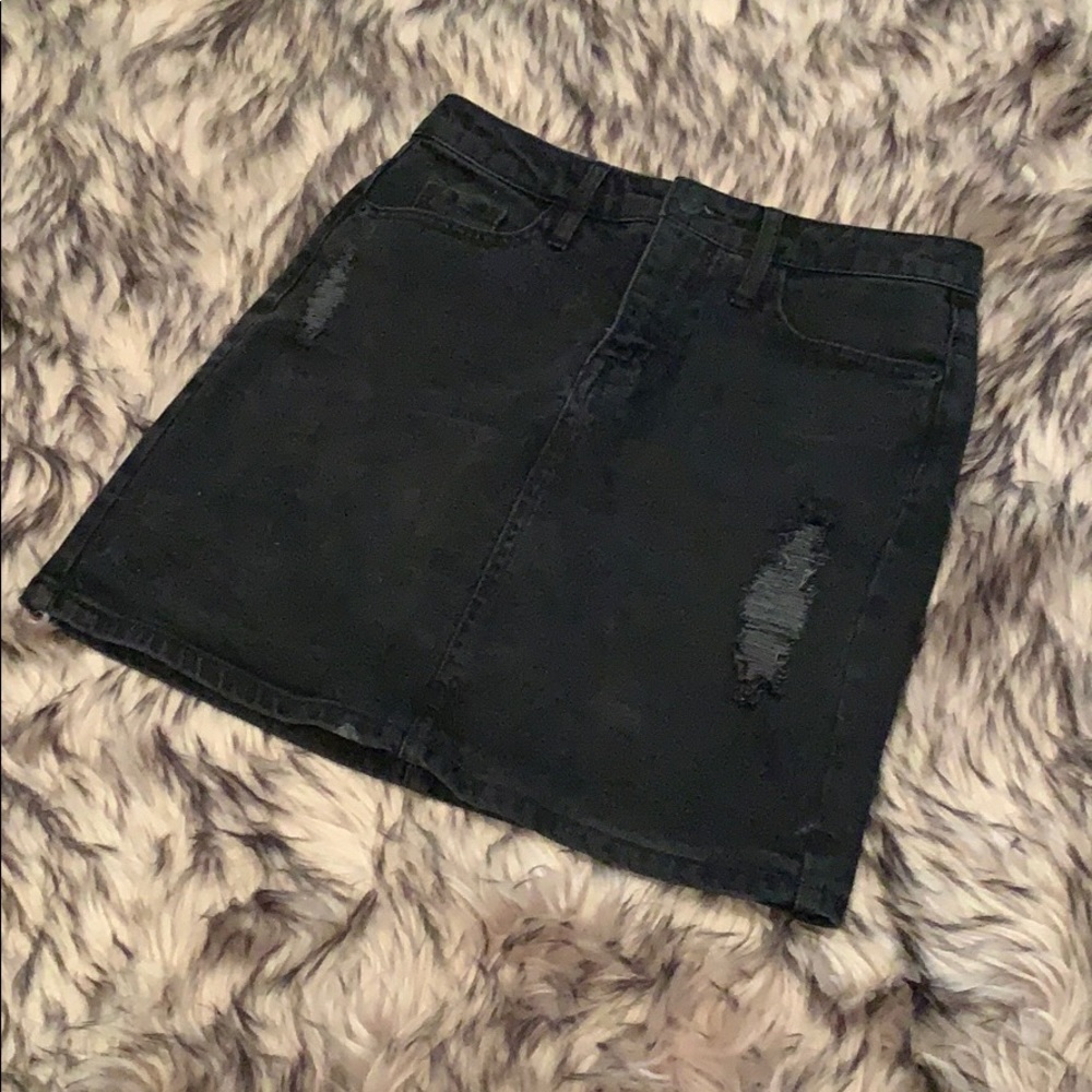 Distressed Denim Skirt